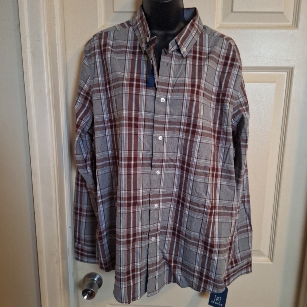 George NWT classic fit large plaid button-down